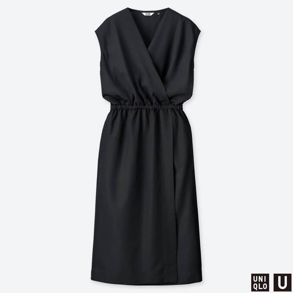 NWT Uniqlo Black Wrap Dress Size M